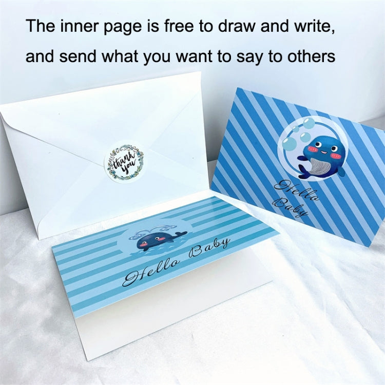 6 PCS / Set Pink and Blue Whale Baby Party Invitation Card(As Show)