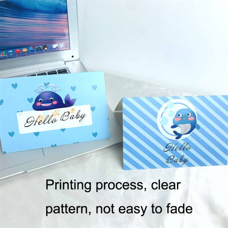 6 PCS / Set Pink and Blue Whale Baby Party Invitation Card(As Show)