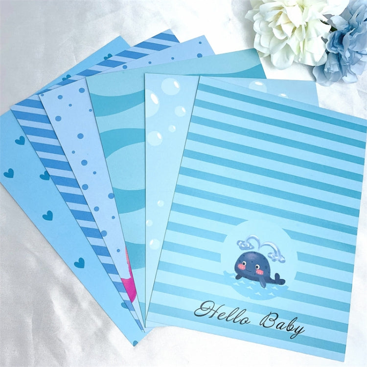 6 PCS / Set Pink and Blue Whale Baby Party Invitation Card(As Show)