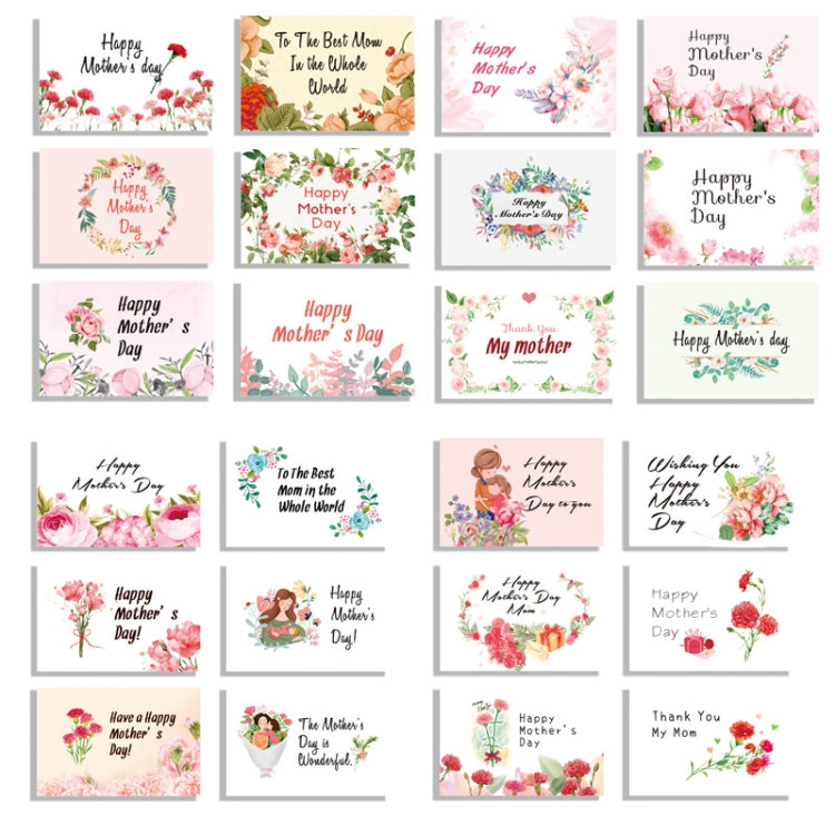 24 PCS Flower Pattern Mothers Day Card with Envelope(10x15cm)
