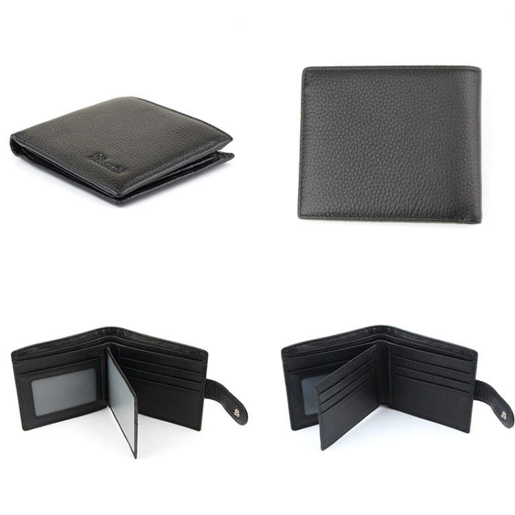 965013 Anti-Theft Brush RFID Men Wallet Short Strap Button Multi-Card Layer Men Wallet