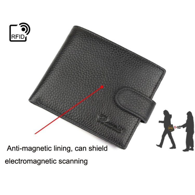 965013 Anti-Theft Brush RFID Men Wallet Short Strap Button Multi-Card Layer Men Wallet