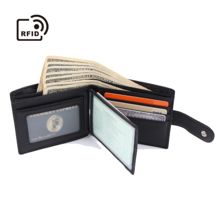 965013 Anti-Theft Brush RFID Men Wallet Short Strap Button Multi-Card Layer Men Wallet