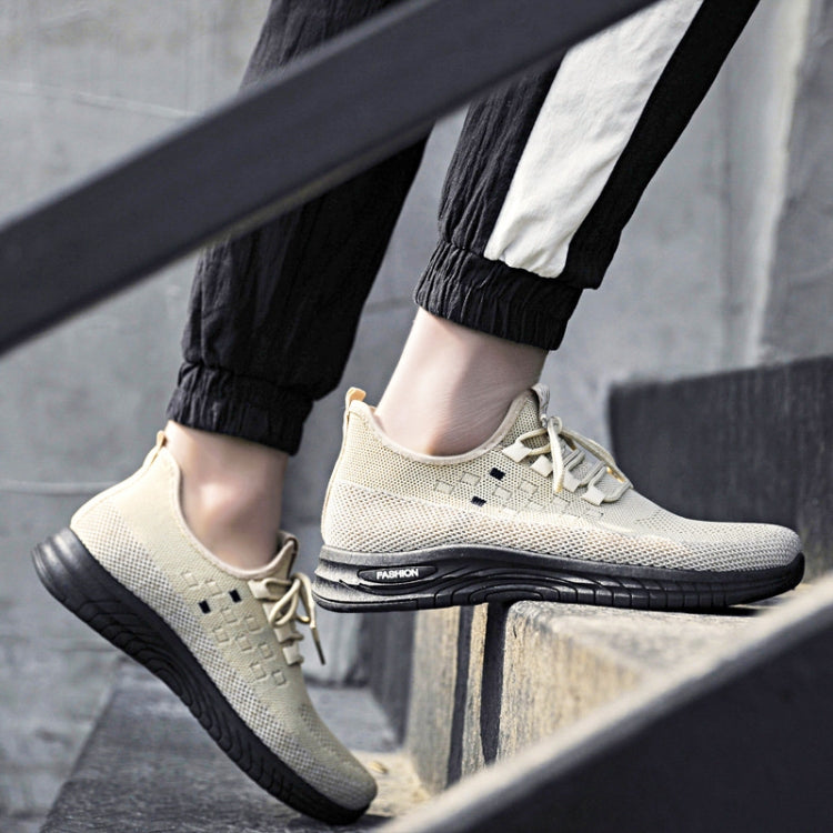 D06 Men Spring Flying Knitting  Shoes Lace Up Sports Casual Shoes, Size: 39