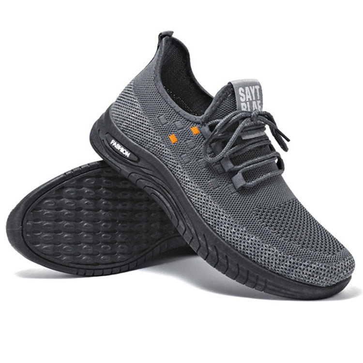 D06 Men Spring Flying Knitting  Shoes Lace Up Sports Casual Shoes, Size: 40