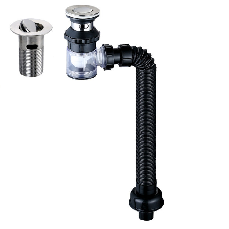 Household Deodorant Washbasin Water Pipe, Style: C Black Flap No Basket With Overflow