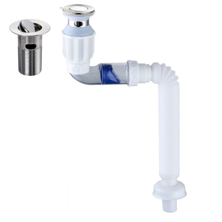 Household Deodorant Washbasin Water Pipe, Style: D White Flap No Basket With Overflow