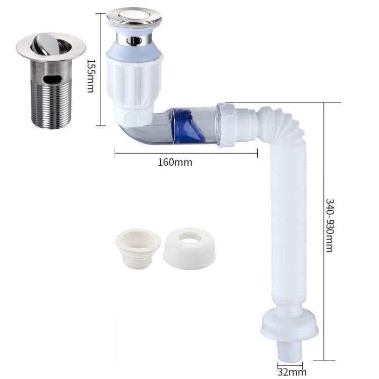 Household Deodorant Washbasin Water Pipe, Style: D White Flap No Basket With Overflow