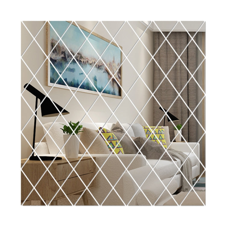 Rhombus Stitching Background Acrylic Mirror Decorative Stickers, Specification: Silver Large