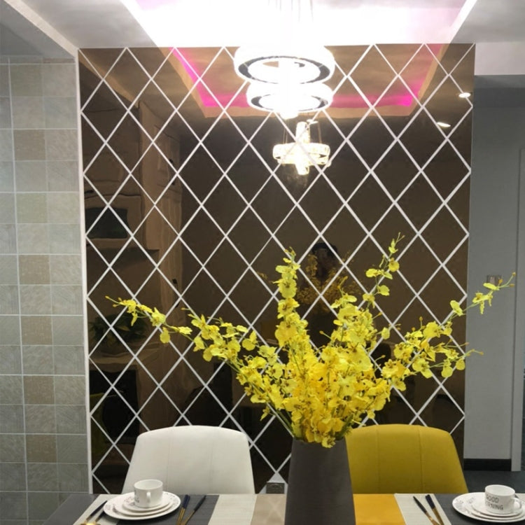 Rhombus Stitching Background Acrylic Mirror Decorative Stickers, Specification: Silver Large