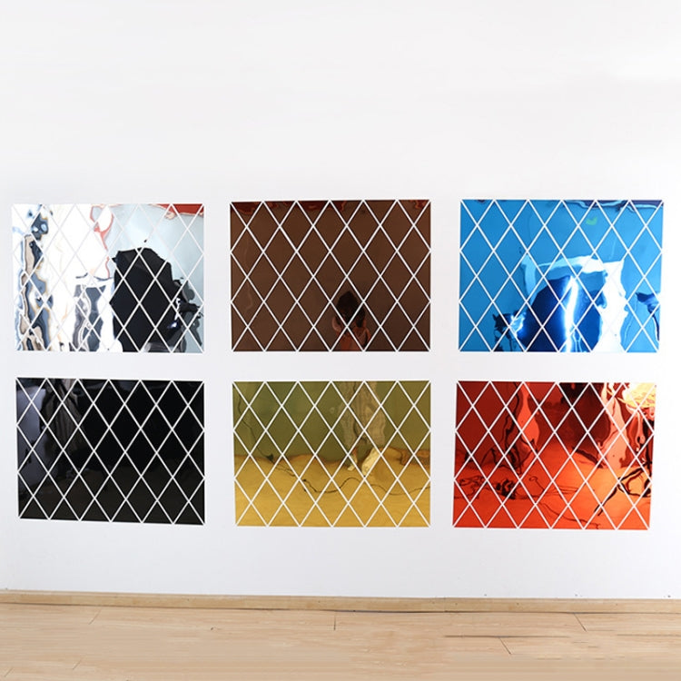 Rhombus Stitching Background Acrylic Mirror Decorative Stickers, Specification: Brown Small