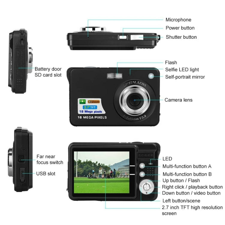 K09 48 Million Pixel CCD HD Digital Camera Retro Self-Portrait Video Camera