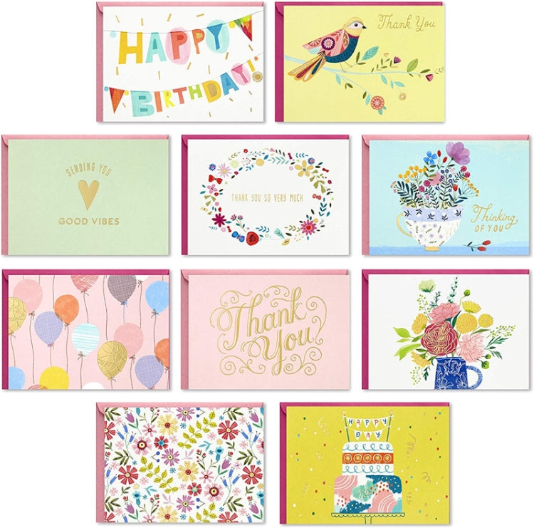 50 PCS Invitation Greeting Card Birthday Card Thank You Card Set With Envelope