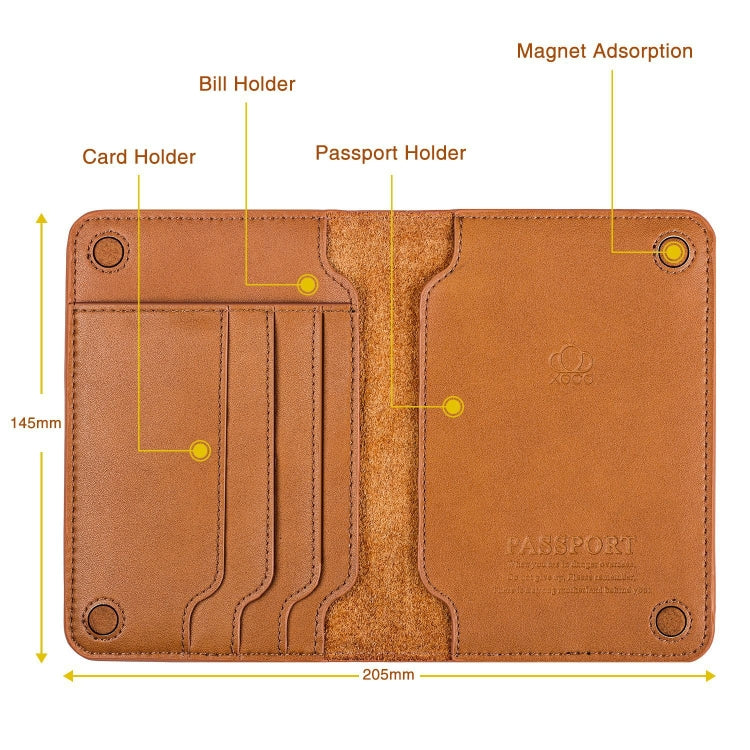 Men Wallet Cowhide Passport Bag Ticket Holder Multifunctional Card Holder