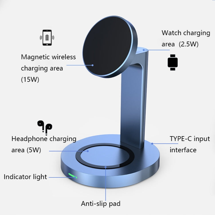 F6 3 In 1 Wireless Magnetic Mobile Phone Charger(Grey)