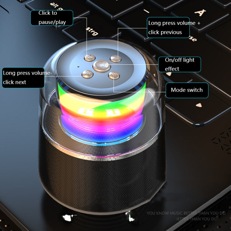 S6 RGB Colorful Lights Mini Bluetooth Speaker(Dazzling black)