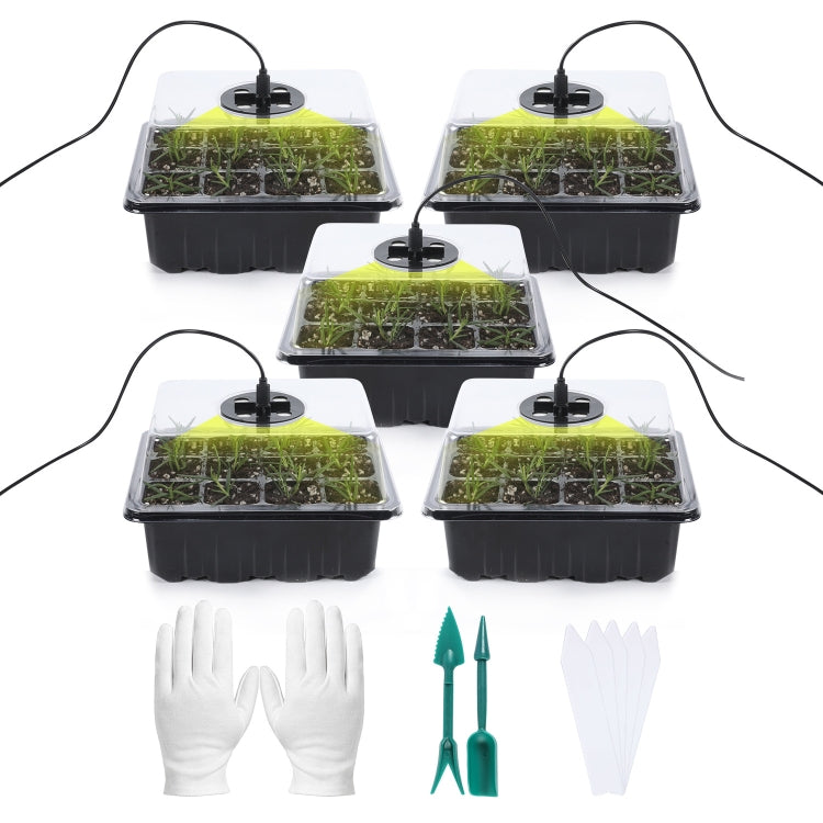5 Set Plant Seed Starter Trays Kit,Seedling Tray Starter With Grow Light