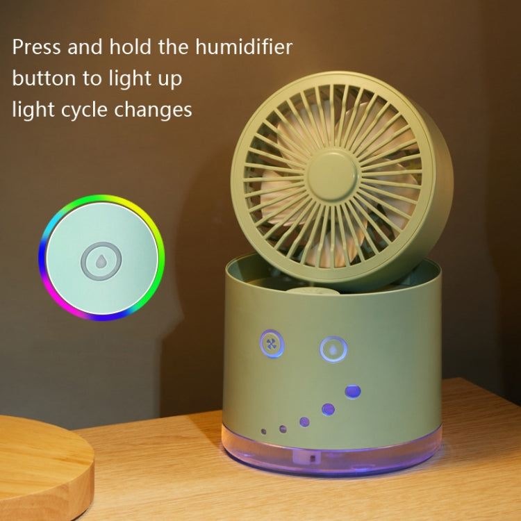 USB Humidification Spray Night Light Foldable Desktop Small Fan(White)