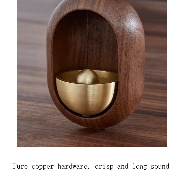 Suction Door Wind Chime Brass Wooden Doorbell Door Opening Reminder Pendant