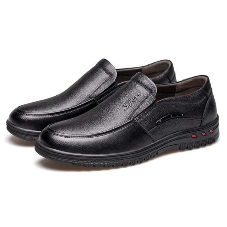 Men Comfortable Breathable Wear-Resistant Non-Slip Leather Shoes, Size: 40(Black)