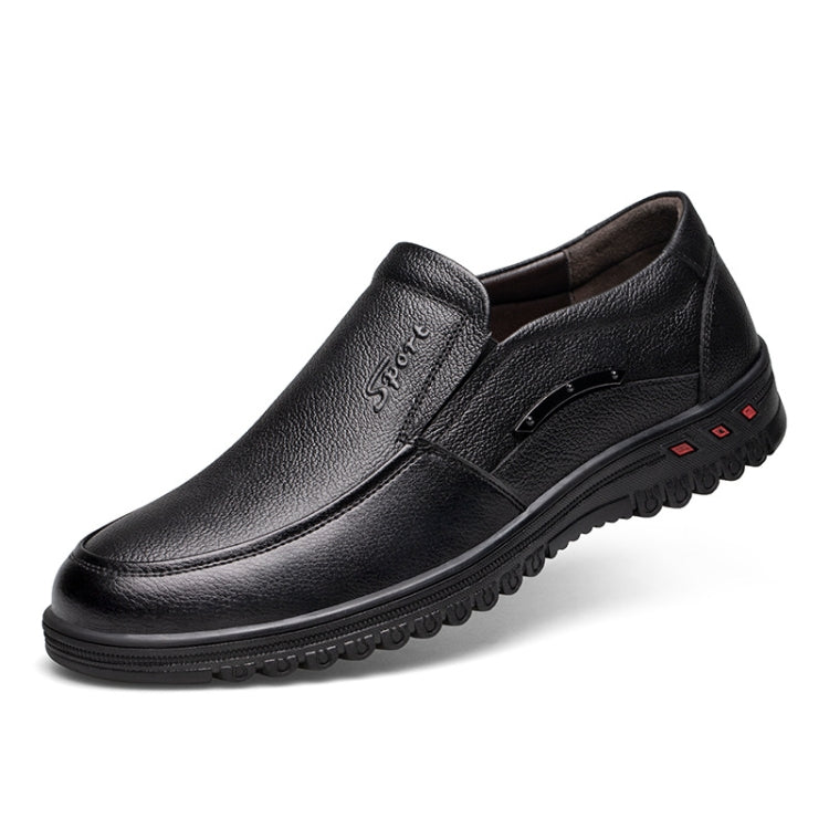 Men Comfortable Breathable Wear-Resistant Non-Slip Leather Shoes, Size: 40(Black)