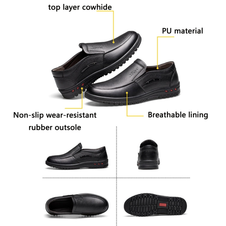 Men Comfortable Breathable Wear-Resistant Non-Slip Leather Shoes, Size: 43(Black)