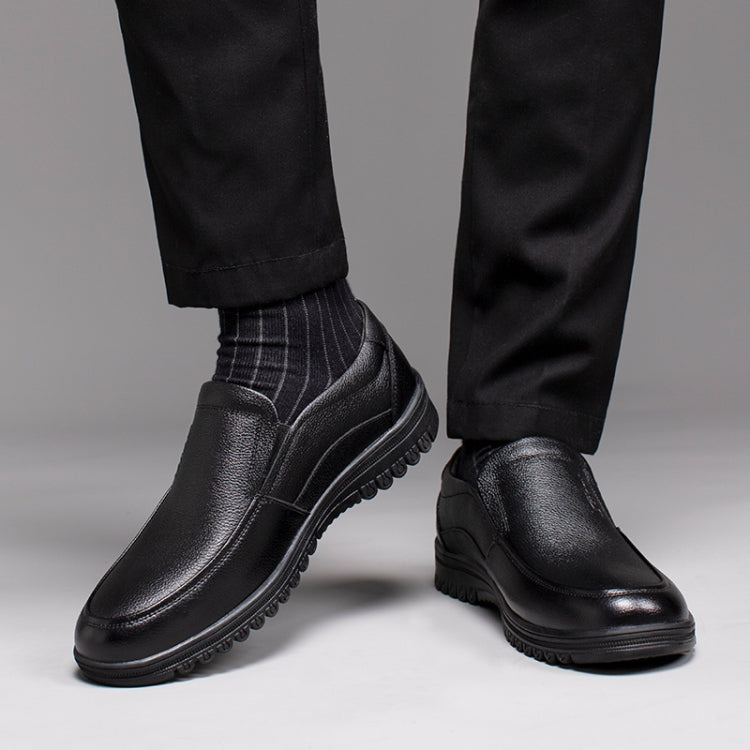 Men Comfortable Breathable Wear-Resistant Non-Slip Leather Shoes, Size: 44(Black)