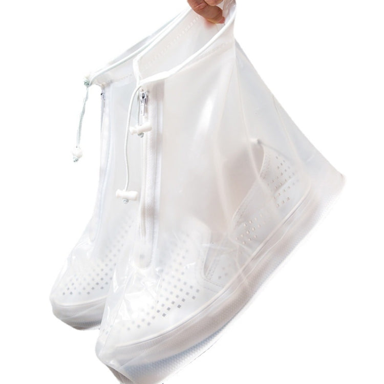 1 Pair Rainy Outdoor Anti-Skid Waterproof Shoe Cover Thickening Repetitive Use Shoe Cover M(White)
