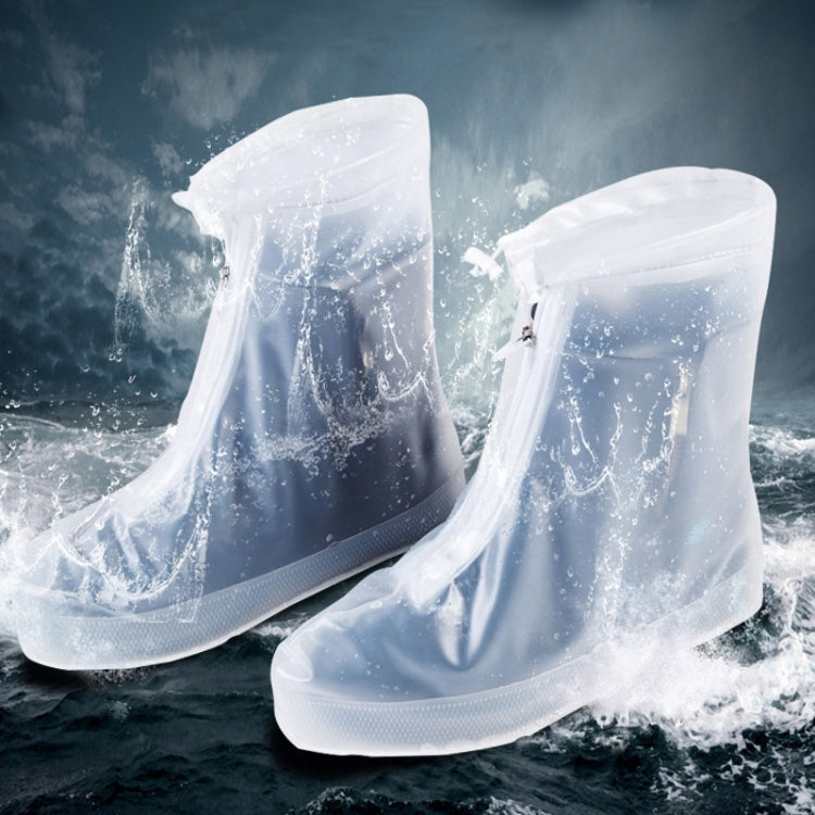 1 Pair Rainy Outdoor Anti-Skid Waterproof Shoe Cover Thickening Repetitive Use Shoe Cover M(White)