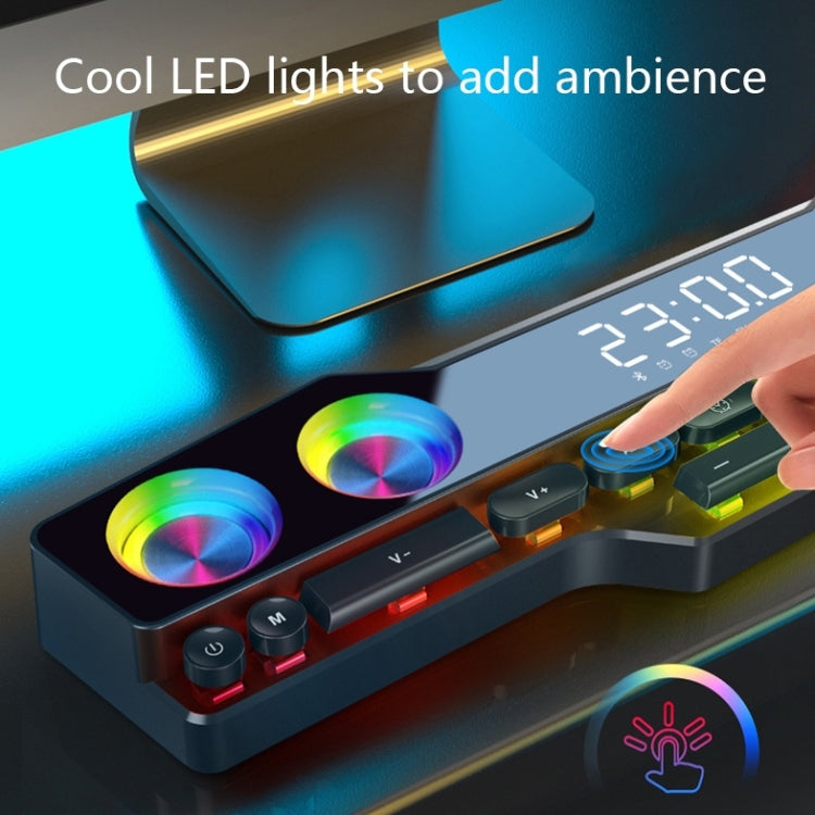 V18 Keyboard Design Colorful LED Bluetooth Speaker with Alarm Clock Function(Cool Black)
