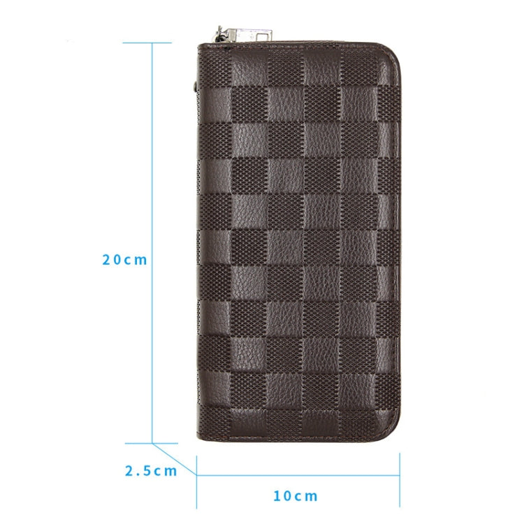 Plaid Style Long Leisure Large Capacity Male Wallet(Light Brown)