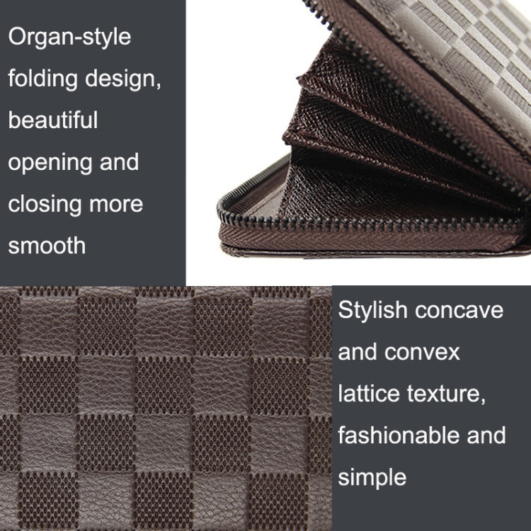 Plaid Style Long Leisure Large Capacity Male Wallet(Light Brown)