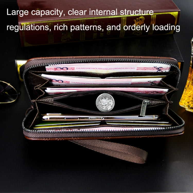 Plaid Style Long Leisure Large Capacity Male Wallet(Light Brown)