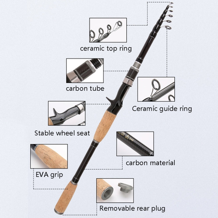 Telescopic Carbon Lure Rod Short Section Fishing Casting Rod, Length: 2.7m