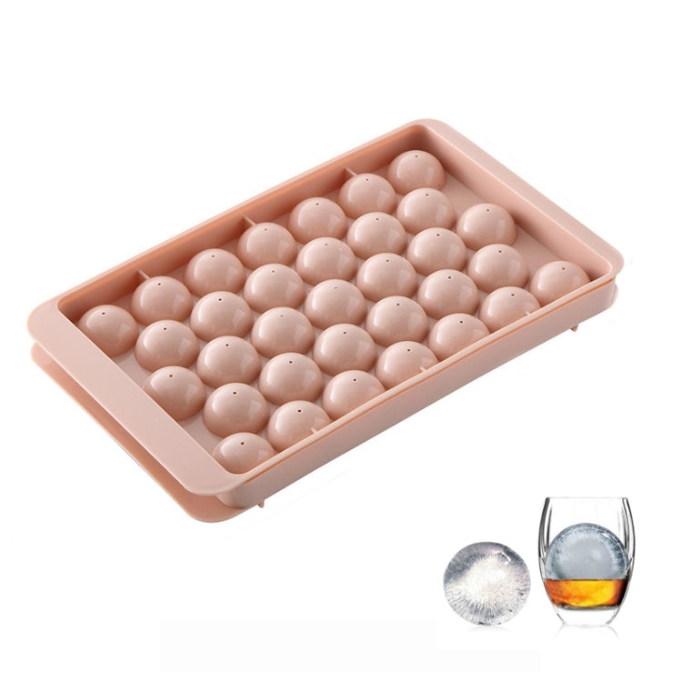 33 Grid Round Ice Hockey Mold With Lid Ice Box Small Marble Ice Tray, Color:   Small Pink