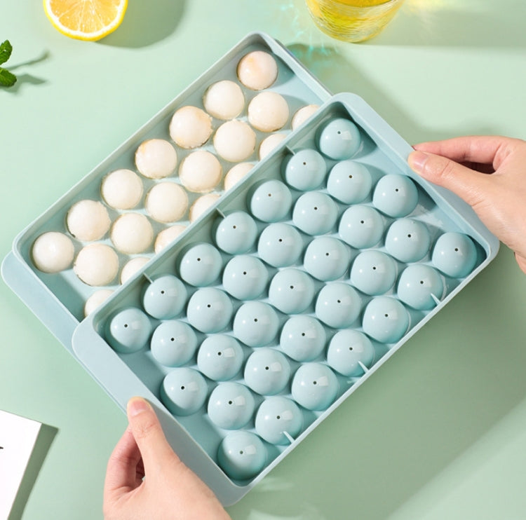 33 Grid Round Ice Hockey Mold With Lid Ice Box Small Marble Ice Tray, Color:   Small Pink