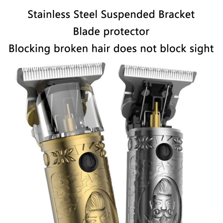 USB Vintage Engraving LCD Electric Hair Clipper For Bald Short Hair, Specification: Gray