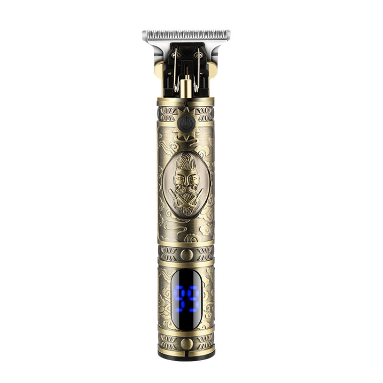 USB Vintage Engraving LCD Electric Hair Clipper For Bald Short Hair, Specification: Bronze