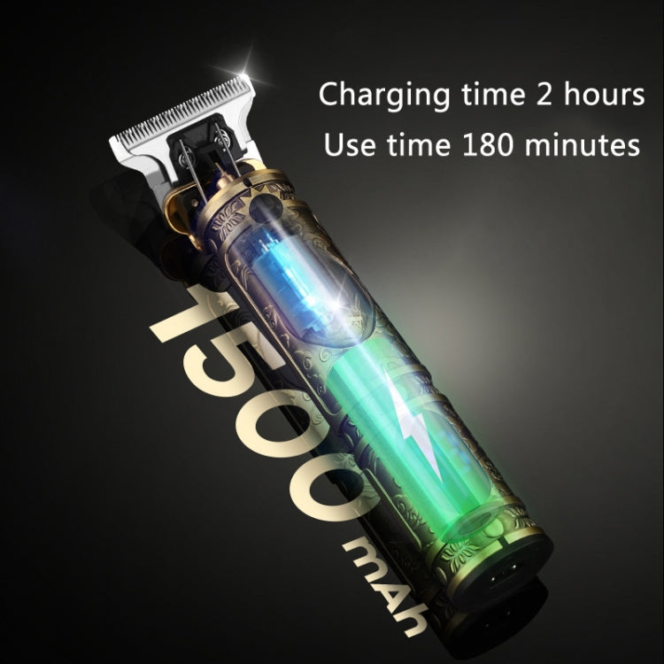 USB Vintage Engraving LCD Electric Hair Clipper For Bald Short Hair, Specification: Green