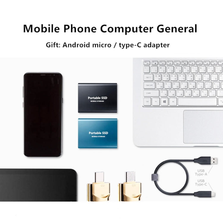 Mini Portable High Speed SSD Solid State Drive, Capacity: 2TB(Black)