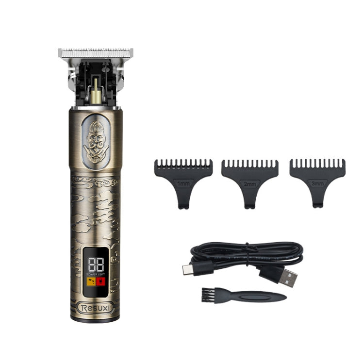 JM-711 Retro Waterproof Body LCD Display USB Electric Clipper, Specification: Bronze
