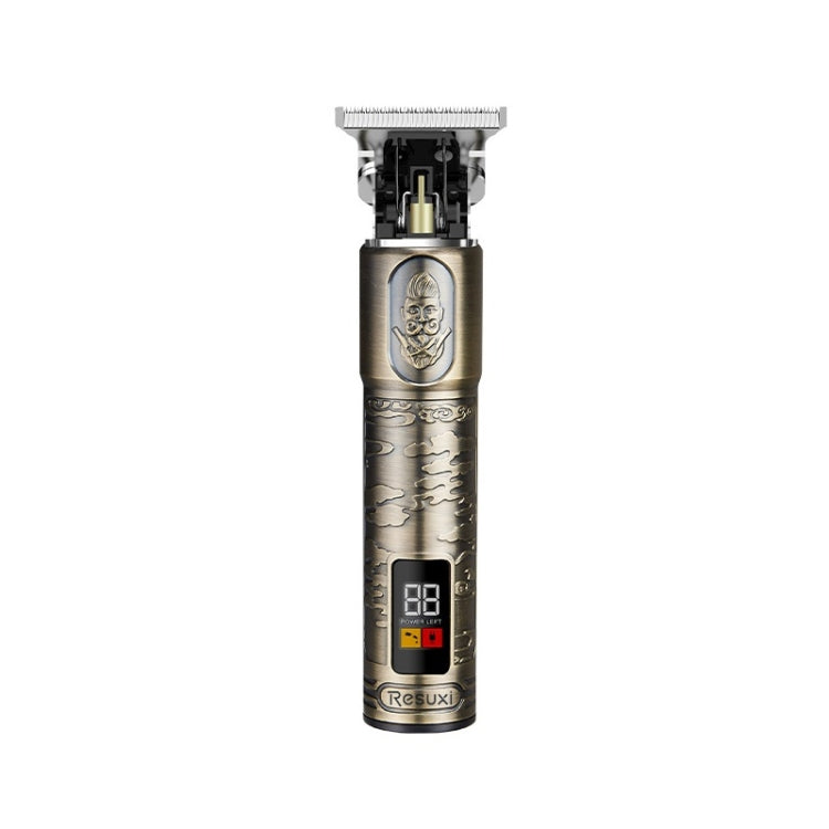 JM-711 Retro Waterproof Body LCD Display USB Electric Clipper, Specification: Bronze
