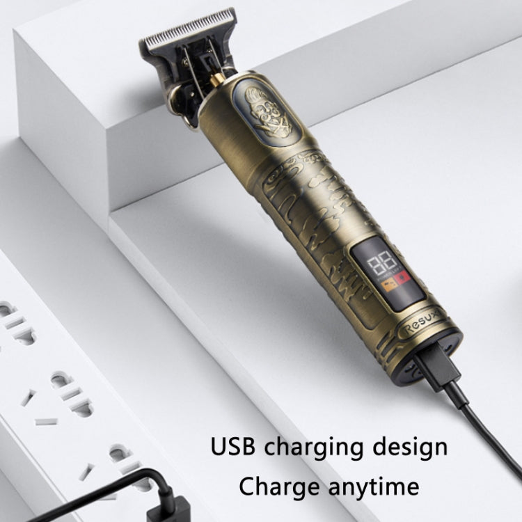 JM-711 Retro Waterproof Body LCD Display USB Electric Clipper, Specification: Bronze