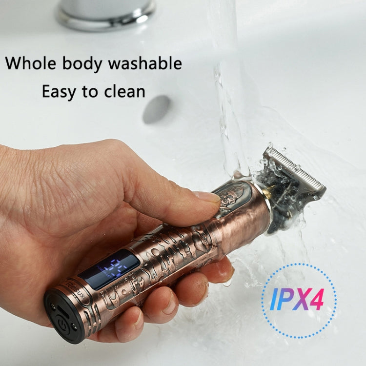 JM-711 Retro Waterproof Body LCD Display USB Electric Clipper, Specification: Bronze