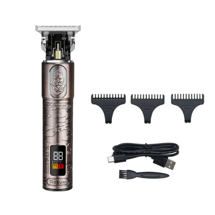 JM-711 Retro Waterproof Body LCD Display USB Electric Clipper, Specification: Rose Gold