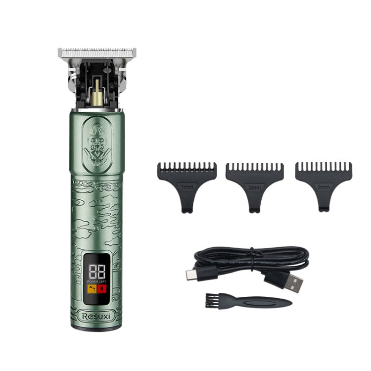 JM-711 Retro Waterproof Body LCD Display USB Electric Clipper, Specification: Green