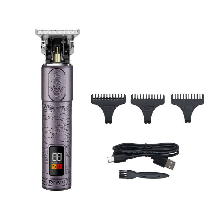 JM-711 Retro Waterproof Body LCD Display USB Electric Clipper, Specification: Purple