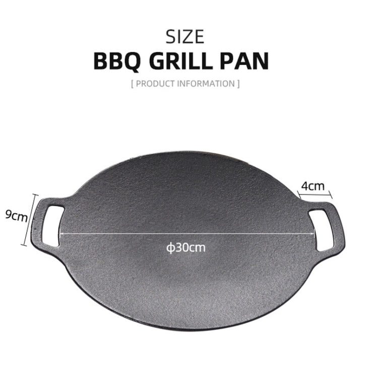 Outdoor Camping BBQ Cast Iron Grill Pan,Style: Baking Pan+Net+Hemp Rope