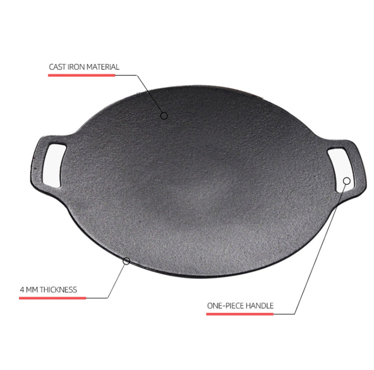 Outdoor Camping BBQ Cast Iron Grill Pan,Style: Baking Pan+Net+Hemp Rope
