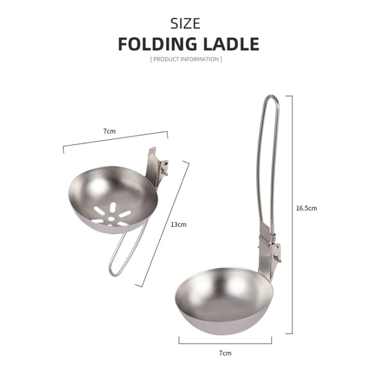 Outdoor Camping 304 Stainless Steel Slotted Spoon  Folding Handle Filter Spoon